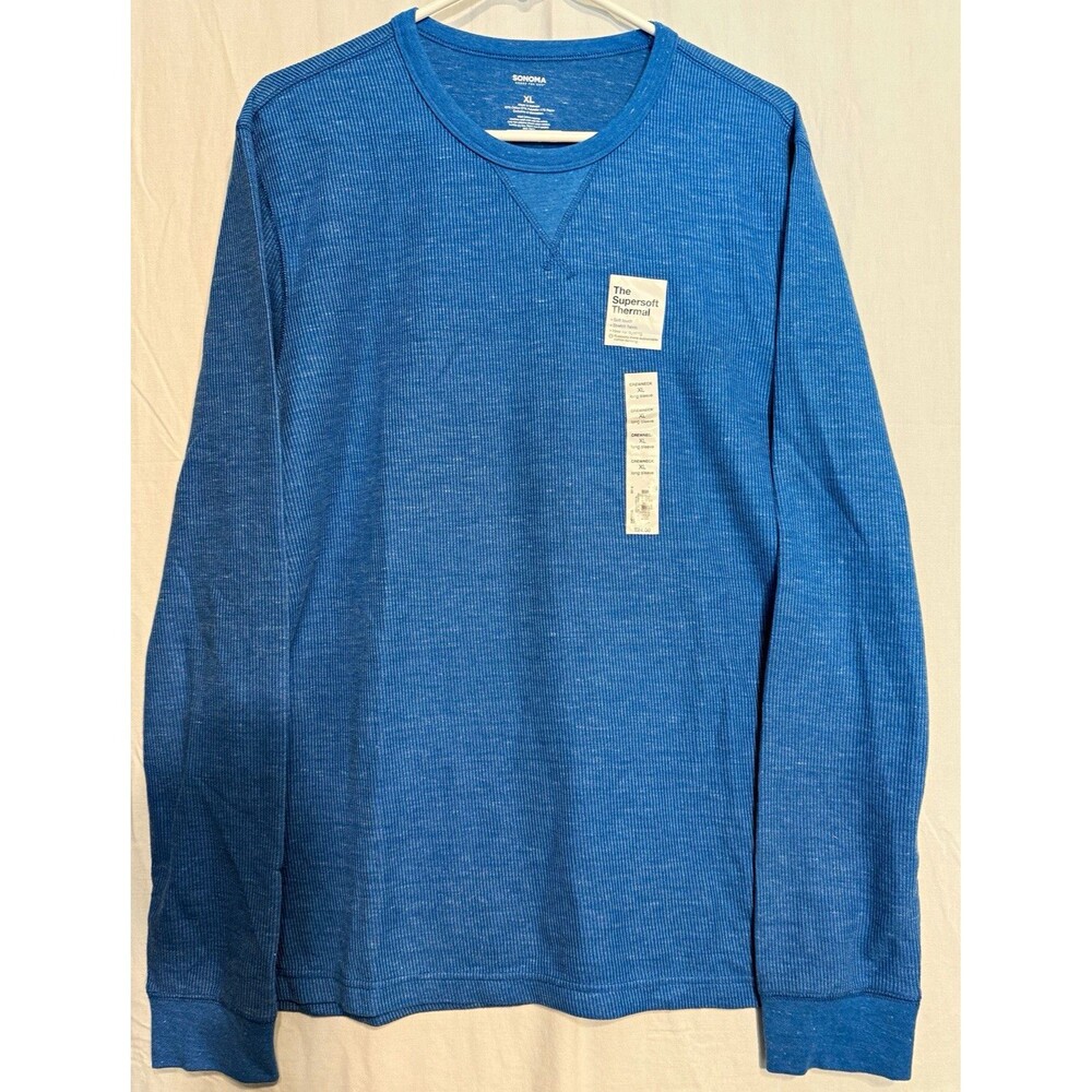 Sonoma Supersoft Thermal Stretch Crewneck Long Sleeve Tee Solid XL Blue